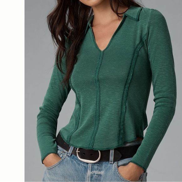 Anthropologie Tops - Anthropologie Pilcro Stitched Long Sleeve Collared Top XXS